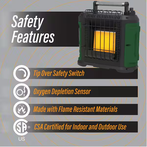 Grab N Go 10,000 BTU Portable Radiant Propane Gas Recreational Heater in Green - Picture 3 of 6