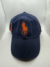 Polo Ralph Lauren Hat Mens Strapback Navy Blue Orange Big Pony Cap MCMLXVII Logo