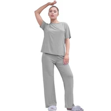Talmont Women's Pajama Set Short Sleeve 2 Piece - Large to X-Large - Gray