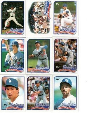1989 Topps Los Angeles Dodgers Team Set Lot of 9 Cards MLB Baseball Vintage