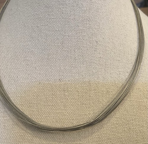 950 Silver Clasp Multi Flexible Cable Cord Necklace 15” Choker Modern - Picture 2 of 7