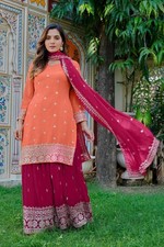 Pakistani Faux Georgette Salwar Kameez Indian Bollywood Party Wear Palazzo Suit