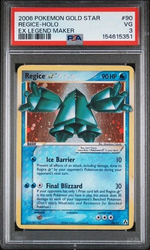 Regice Gold Star 90/92 2006 Pokemon EX Legend Maker PSA 3