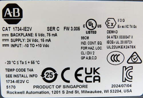 Allen-Bradley 1734-IE2V POINT I/O 2-Ch Analog Input Module 10VDC 15-Bit - Picture 2 of 3
