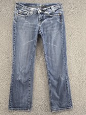 Miss Me Jeans Womens 26 Blue Sylmar JP4408 Distressed Straight Leg Denim Pants