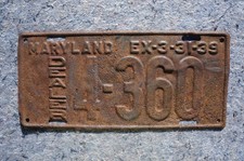 1938 - 1939 Maryland DEALER License Plate