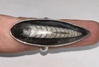 Vintage 925 Sterling Silver  Orthoceras Fossil Statement Ring