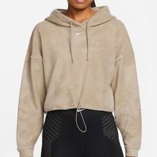 Nike Pro Therma-FIT ADV Cropped Fleece Hoodie Sweatshirt Moon Fossil Women 3x