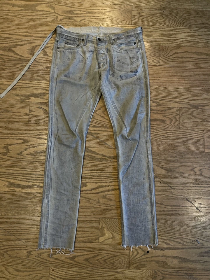 Rick Owens DRKSHDW SS10 “Gravel” Distressed Wax Denim - Image 2 of 4