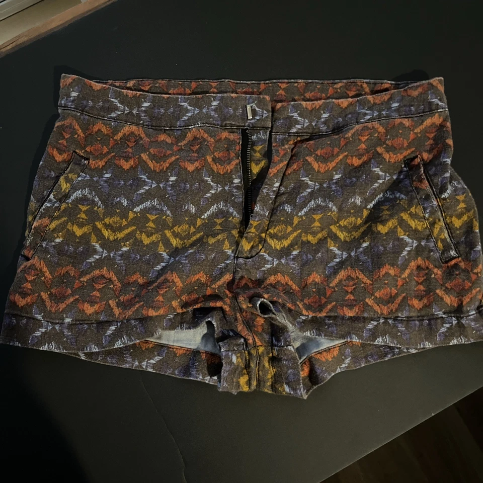Mini Pantalones Cortos Free People Mujer Talla 2 Multicolor Azteca Estampado Geométrico Bolsillos Foto 4 de 4