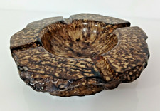 Posacenere Vintage in Alabastro Mid Century Marrone Naturale Scolpito Anni 60 70