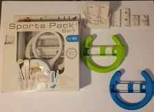 Wii accessories bundle: 6in1 Sports Pack + 2 wheels + Energizer Wiimote charger