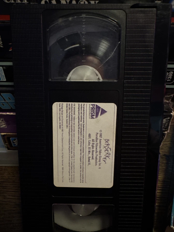 Berserker (VHS Tape 1987) Rare & OOP Prism Entertainment Release Slasher Horror - Image 2 of 4