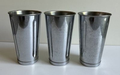 Vintage Hamilton Beach Gilchrist Stainless Malt Mixer Cups Set of 3 Patent 1926