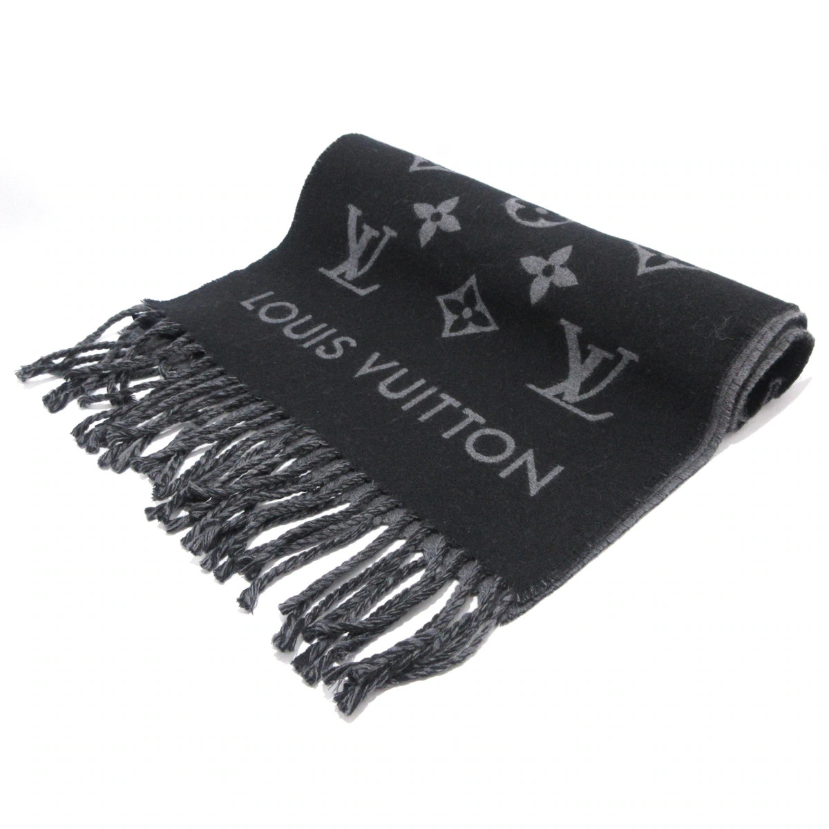 Auth LOUIS VUITTON Muffler All About Monogram M79225 Noir - MR5203 Scarf Wool