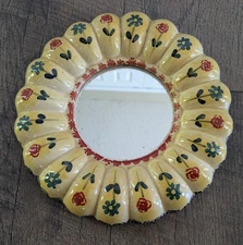 Vintage Italian Mirror -Rustic Floral -Yellow, blue, Red-limited #15