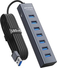 USB Hub 3.0 7-Port Aluminium 5Gbps mit 180cm Kabel und 5V 3A Type-C für PC