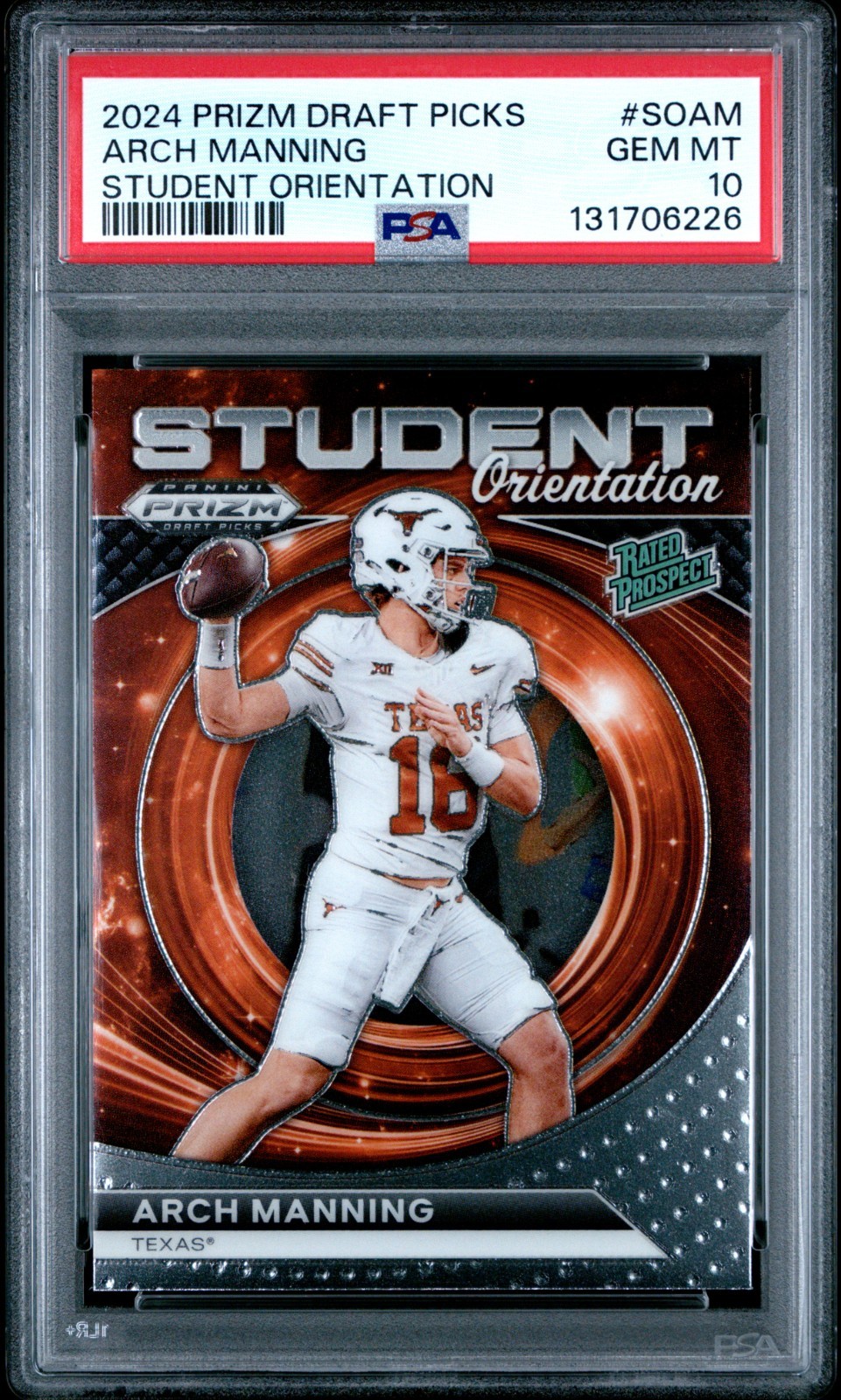 Arch Manning 2024 Prizm Draft Picks Student Orientation Rated Prospect PSA 10