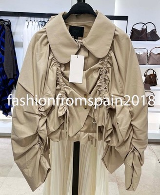 ZARA NEW WOMAN RUFFLED CROPPED TRENCH COAT BEIGE XS-S,M-L 1255/763