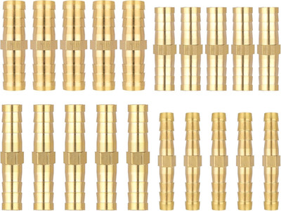 20PCS Brass Hose Barb Fitting, 1/4'' 5/16'' 3/8'' 1/2'' 6 Mm/8 Mm/10 Mm/12