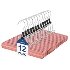  Pants Hangers, Hair Extension Hangers Non Slip Skirt Hanger Wood 12 Pack Cedar