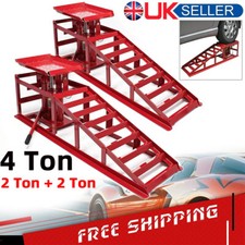 Set of 2 Car Ramps with Hydraulic Lifting Jack 2000kg Adjustable Height Garage