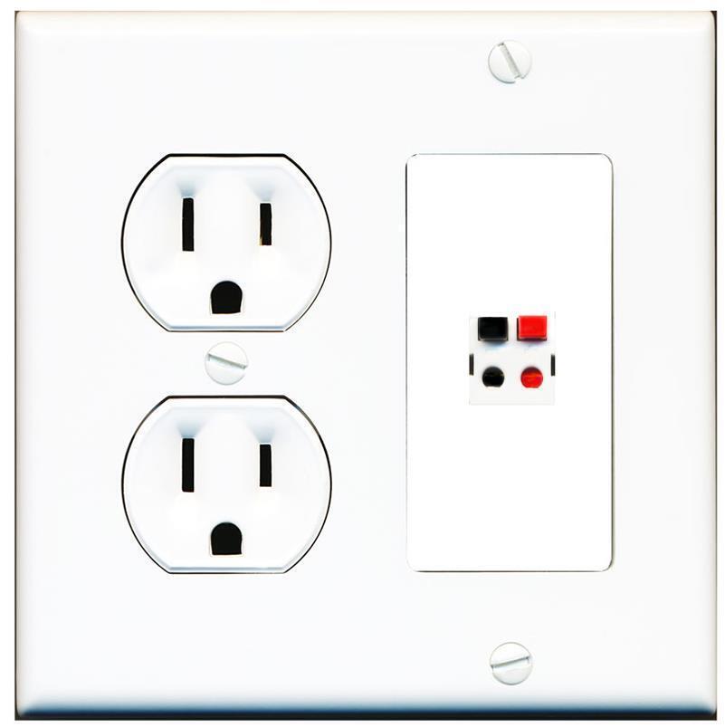 1 Port Electrical Outlet Cover Plug Round White UL SPEAKER W