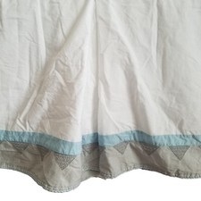 Pottery Barn Kids PBK White Crib Sheet Blue  Gray Trim 100 Cotton 2014 Line