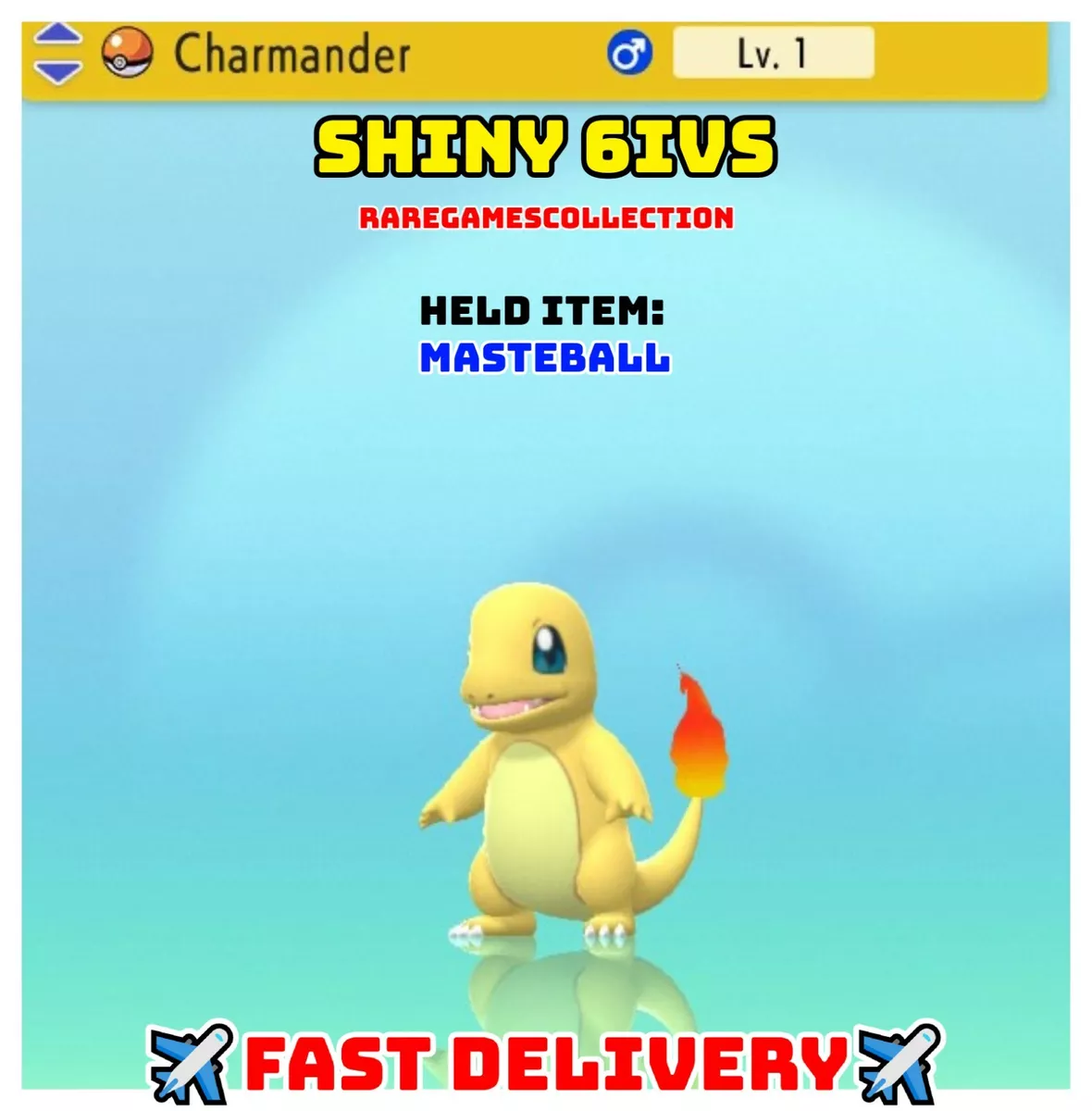 Shiny Charmander / Pokemon Let's Go / 6IV Pokemon / Shiny Pokemon