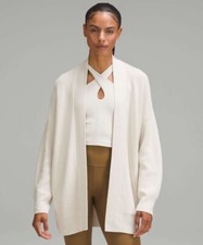 Lululemon Merino Wool Blend Rib Long Wrap Sweater Cardigan WHTO Size 6