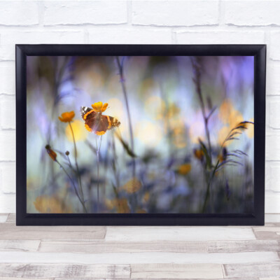 Auf einer Wiese Schmetterling kreative Bearbeitung Garten weiches Bokeh Wandkunstdruck