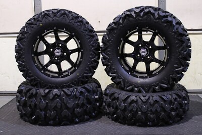 HONDA RUBICON 500 IRS 27'' RIP SAW RADIAL ATV TIRE 14'' COBRA BLK WHEEL KIT IRS1C