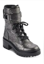 DKNY Women’s Basia Buckled Quilted Block-Heel Combat Boots