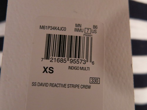 Guess x A$AP Gue$$ David Reactive Multi Stripe Crewneck T Shirt Indigo - Picture 6 of 11