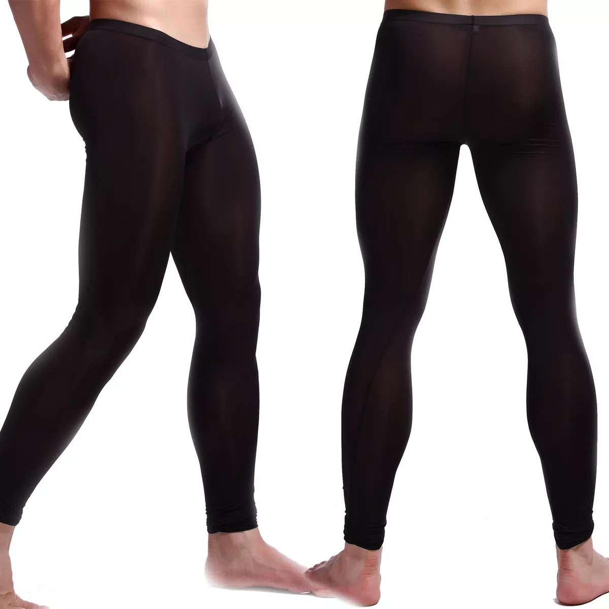 Sexy Mens Penis Pouch Underwear Stretch Tight Leggings Long Johns Pants  Trousers