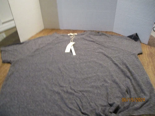 Lovestitch Gray Striped Pull Over Top Tie Front Medium New