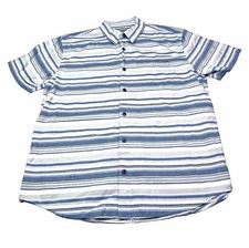 Vtg Grizzly Mountain Blue Striped Mens Sz XL Short Sleeve Button Down Shirt