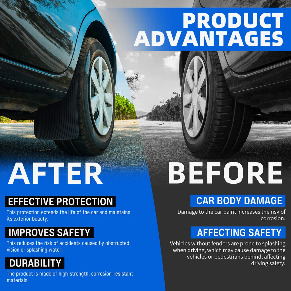 For Ford E150 E250 E350 E450 Van 4PCS Wide Rally Mud Flaps Splash Guard Rubber Foto 3 de 4