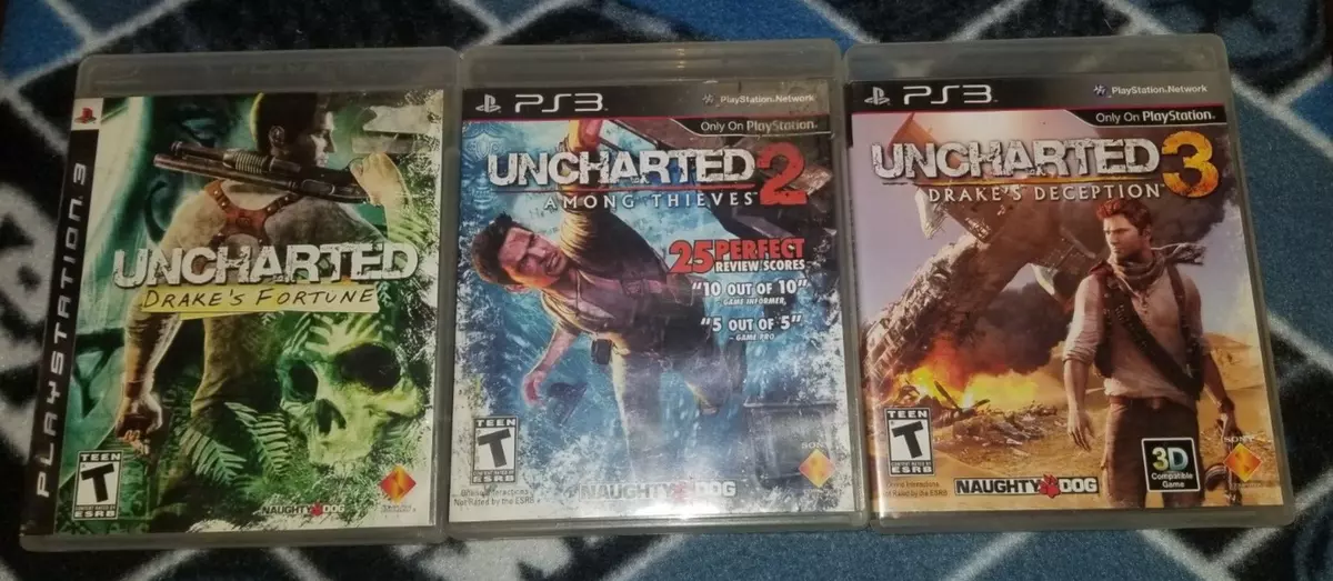 Uncharted 1 2 & 3 Trilogy Bundle Sony PlayStation 3 PS3 Games Tested Black  Label