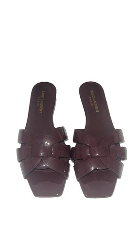 Saint Laurent Dark Burgundy Patent Leather Tribute Platform