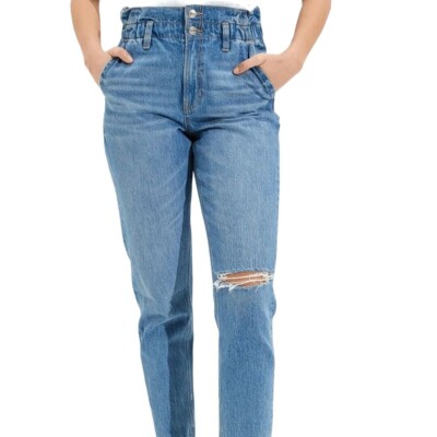 American Eagle Highest Rise Mom Jeans Mid Wash Paperbag Waist Size 8 | eBay