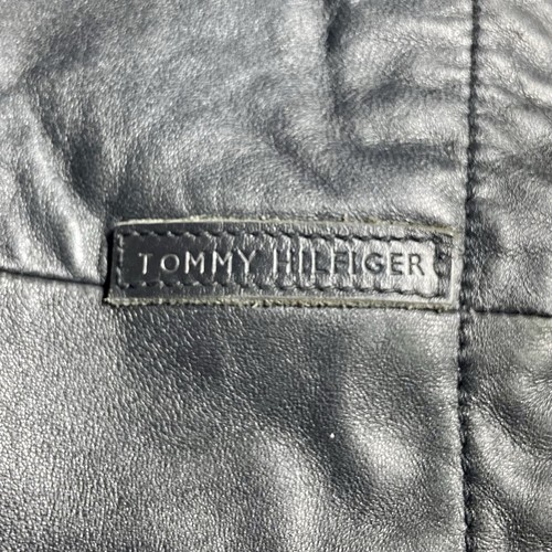 Giacca da aviatore bomber Tommy Hilfiger vintage uomo taglia XXL pelle nera anni 90 Y2K - Foto 7 di 23