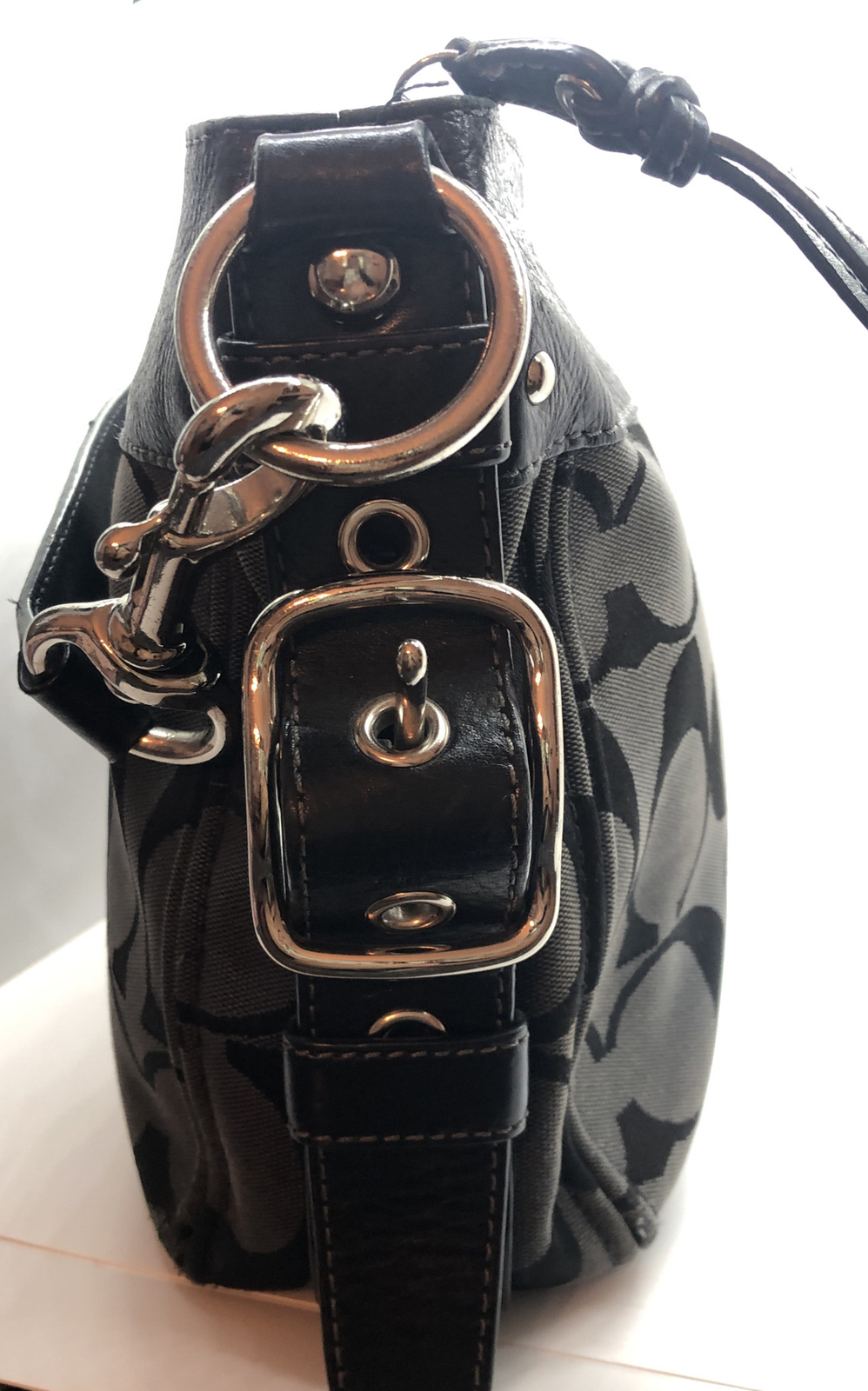 COACH signature large ZOE black Hobo Shoulder Bag log… Gem