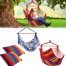 Heavy Duty Hammock Hanging Chair Canvas Porch Patio Swing Seat Camping Rope Seat