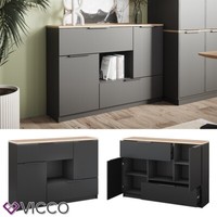 Sideboard Betti Anthrazit Sonoma 120 X 84 Cm 2 TüRen 2 Schubladen 1 Fach Vicco
