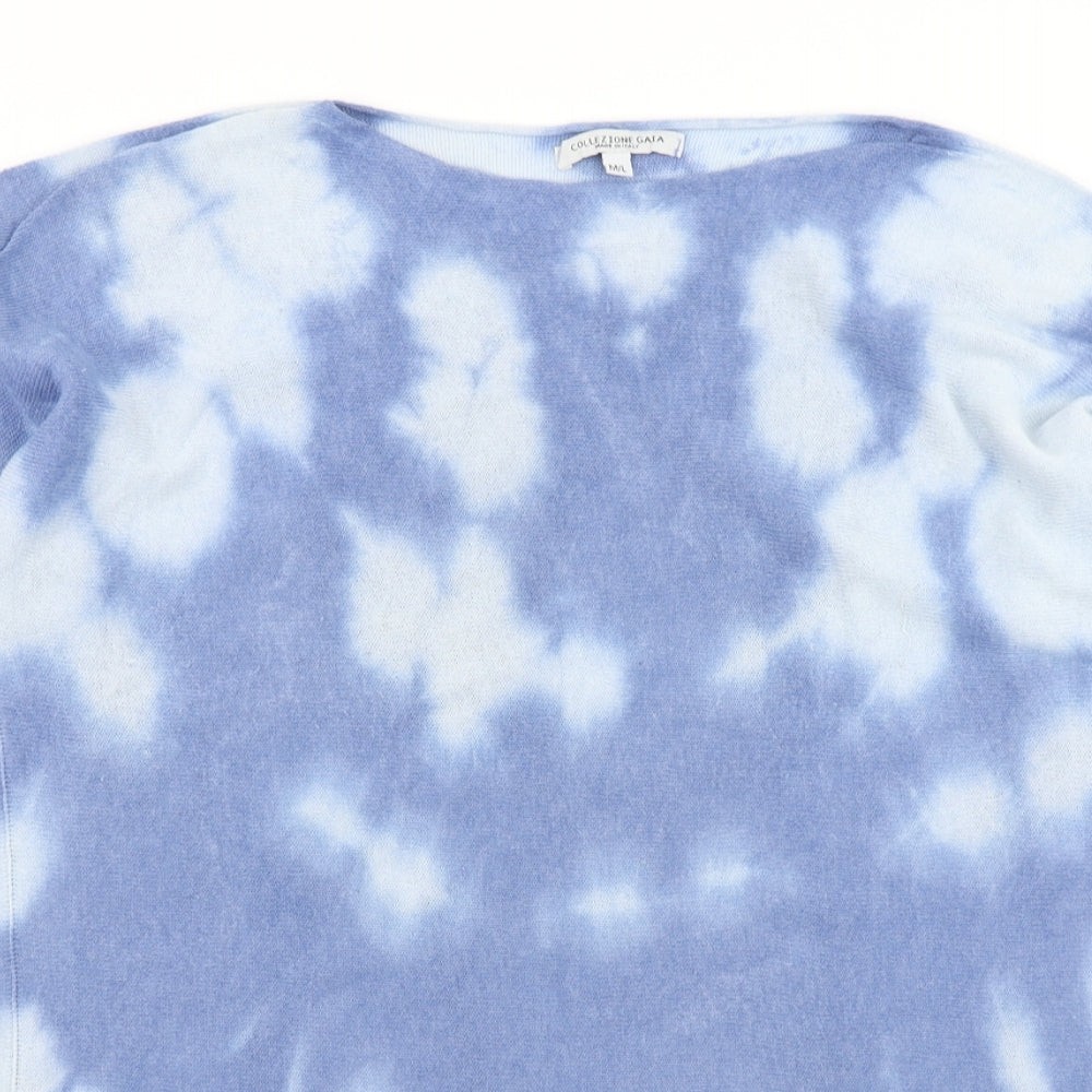 Collezione Gaia Womens Pullover Jumper Size M Blue Round Neck 3/4 Sleeve Tie dye image 4