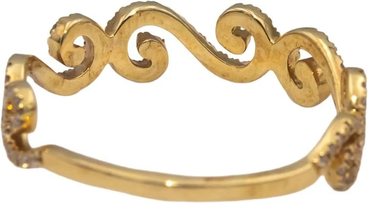 14k Yellow Gold Round Diamond Wave Scroll Band Ring 0.20CT Size 7.5 - Image 3 of 4