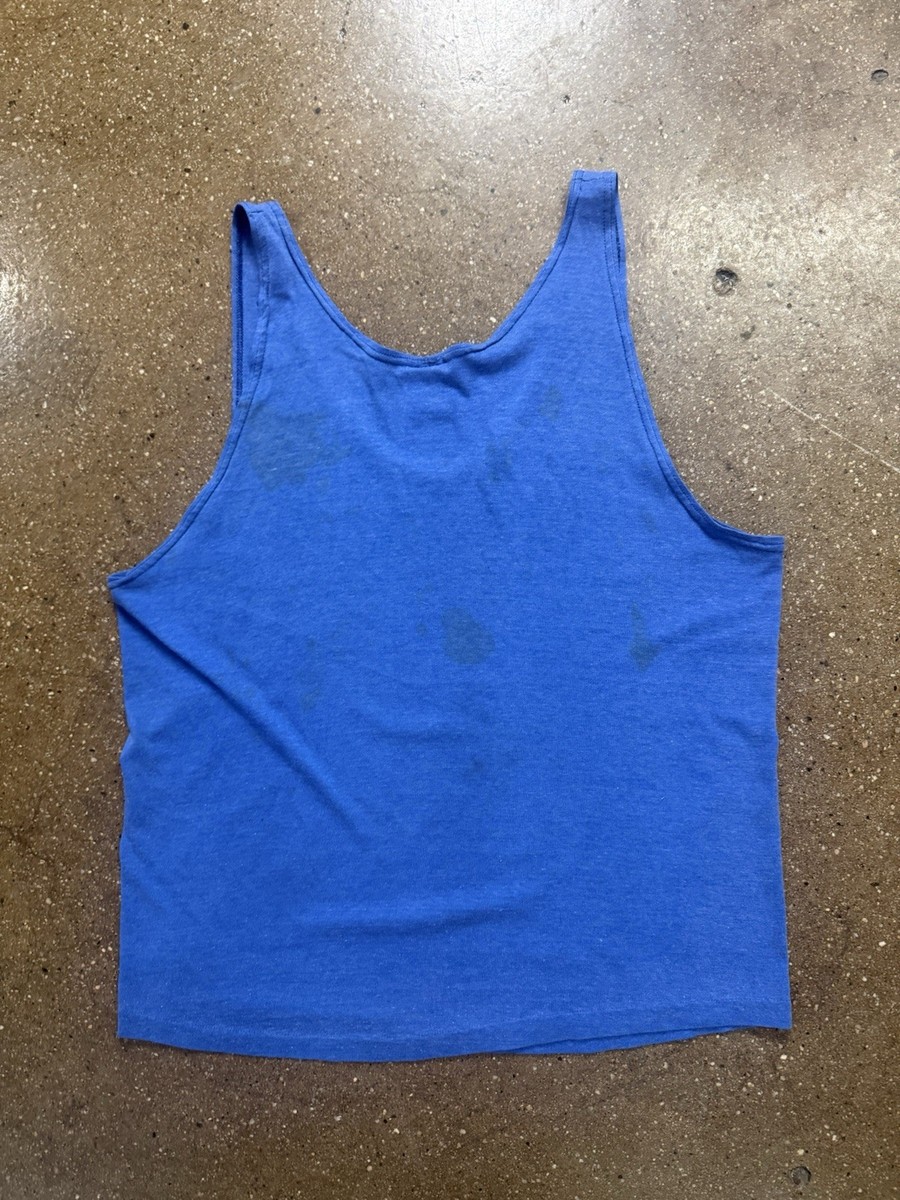 Vintage 80s Nike Tank Top Men's Medium Made In USA Blue Tag Swoosh