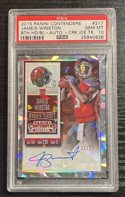 Jameis Winston 2015 Contenders Cracked Ice Auto /23 Team Helmet PSA 10 Giants QB