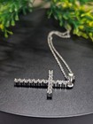 14K White Gold Plated Pendant Round Cut Lab Created Moissanite Cross Free Chain — photo 1